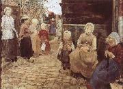 Fritz von Uhde Fish child in Zandvoot oil painting